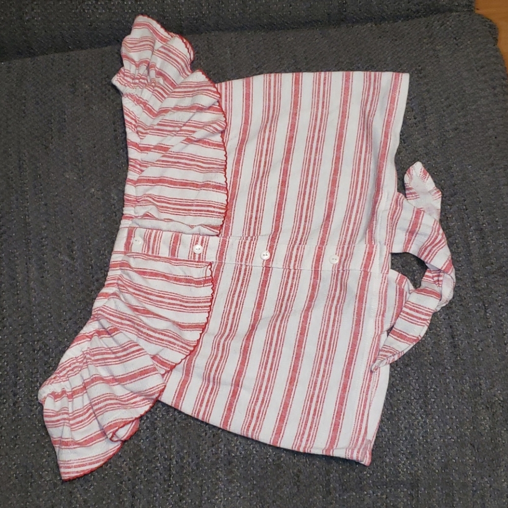 Ardenes crop top red and white stripes.